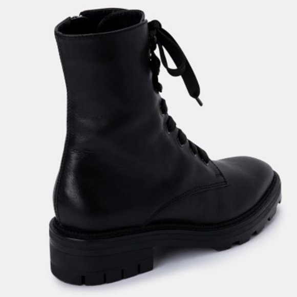 Dolce Vita Lottie Almond Toe Leather Combat Boots Black 9.5 - Picture 2 of 8
